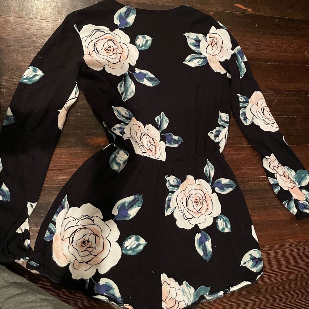 Black floral romper